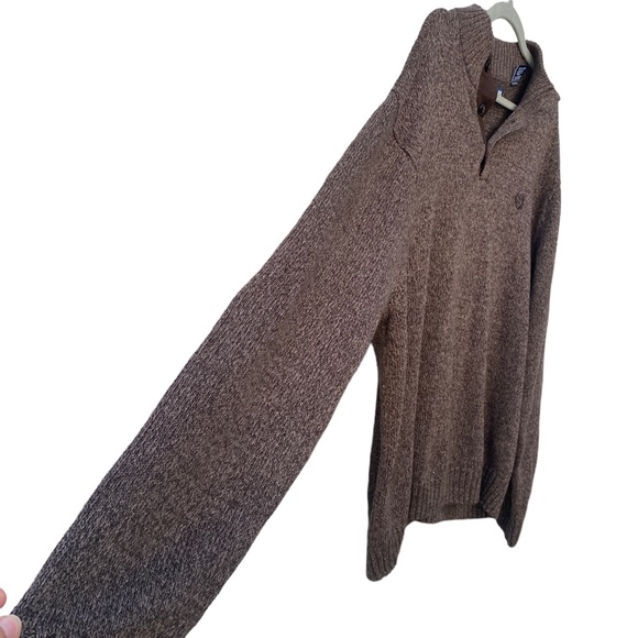 Chap’s Men’s Cotton Brown Heather Pullover Sweater With Elbow Patches - Picture 6 of 12